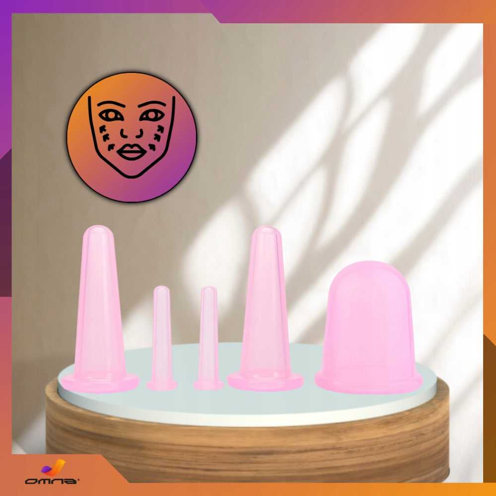 Chinese Bubbles Silicone Set of 5 Face Massage Body Anti-Cellulite Color pink