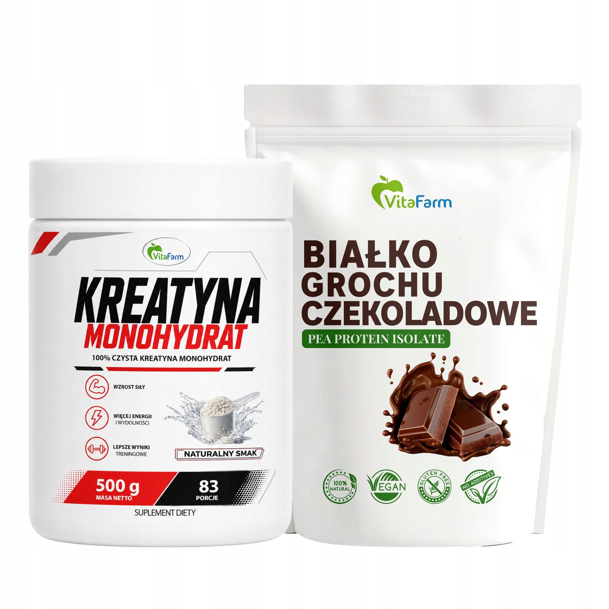 Chocolate Pea Protein 500 g Creatine Monohydrate 500g Muscle Mass