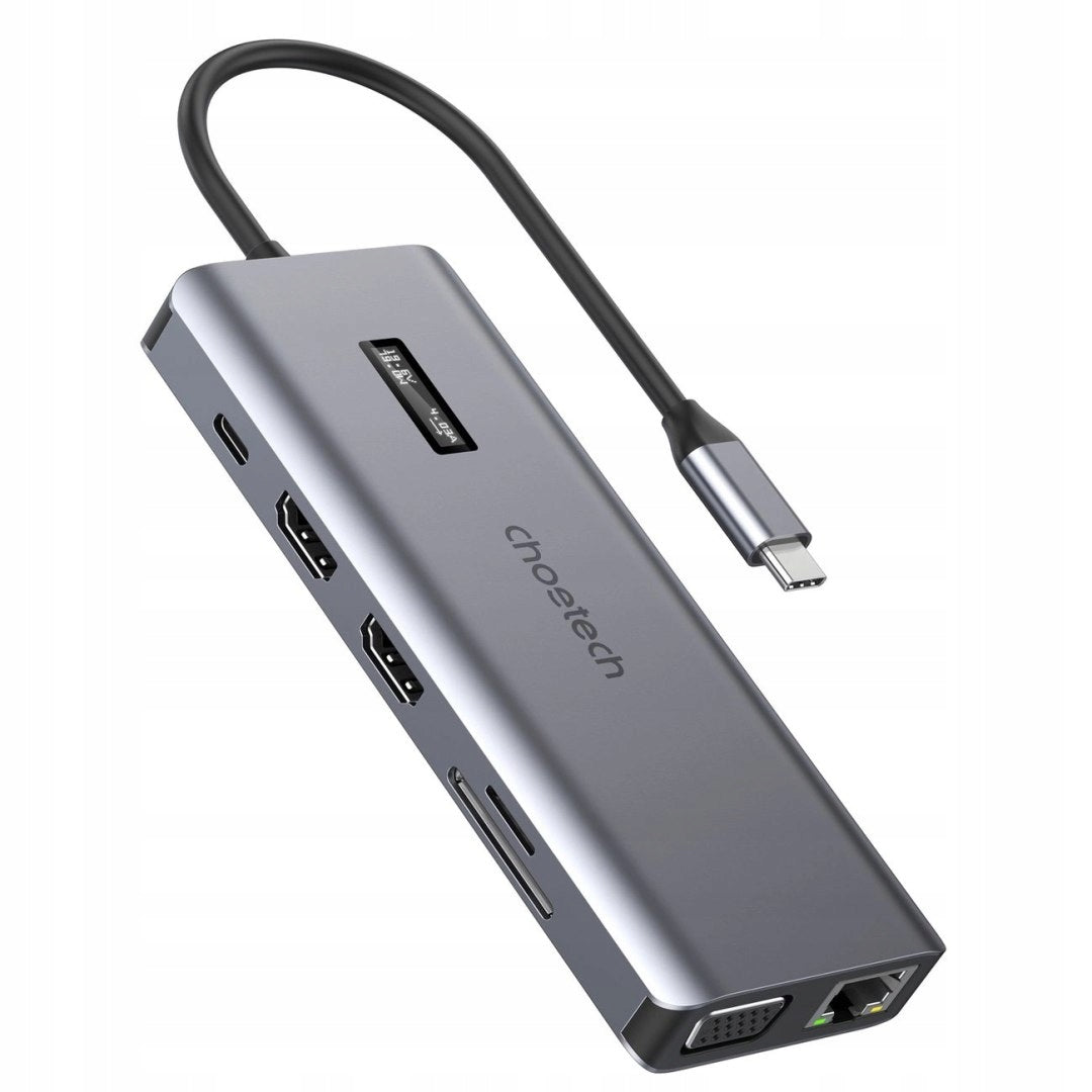 Choetech Multifunction HUB with 12in1 USB-C to 1xUSB-C/4xUSB-A/2 Display