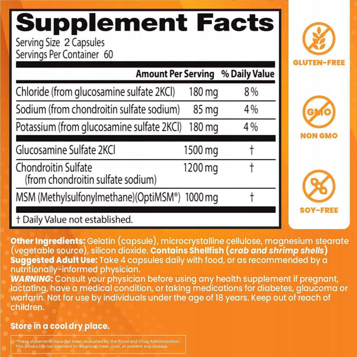 Chondroitin Glucosamine MSM 4000mg - Anti-Inflammatory, Bone Health & Bone Health EAN (GTIN) 074283234131