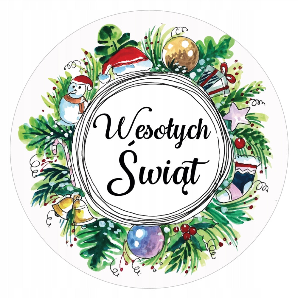 Christmas Stickers MERRY CHRISTMAS WREATH 48pcs