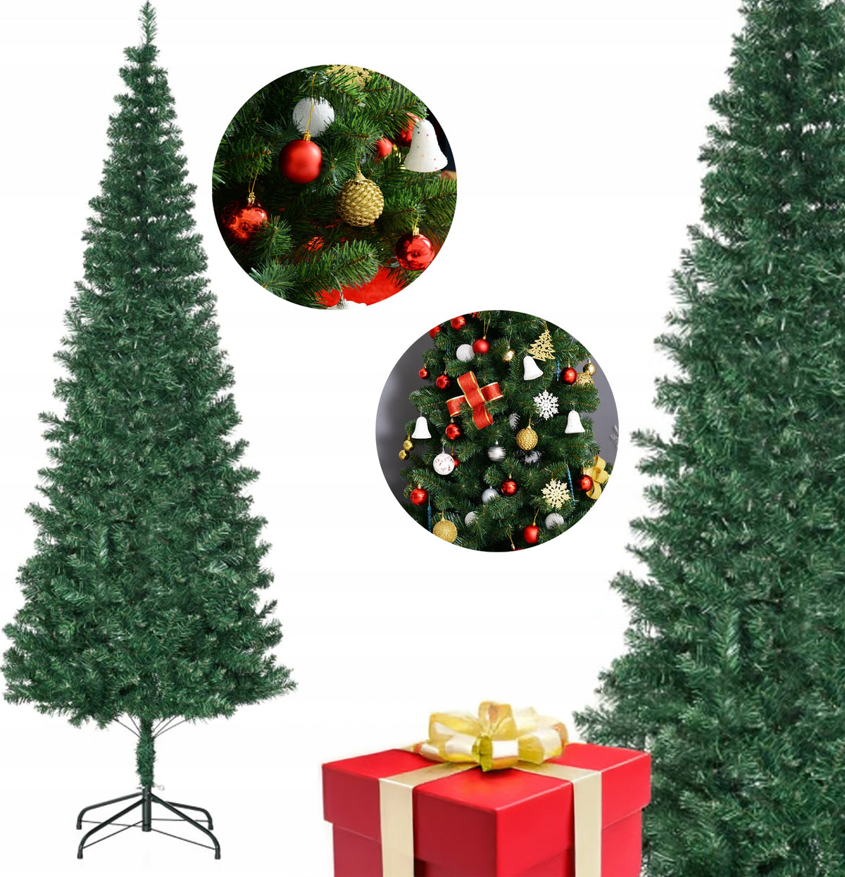 Christmas Tree Artificial High Green Fir Narrow 631 Branches Stable 210 cm