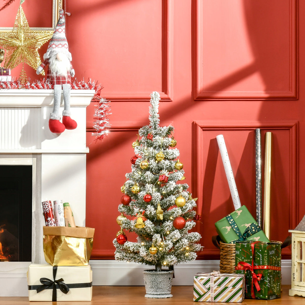Christmas Tree Artificial Snow with LED Lighting 90 cm Packaging status original