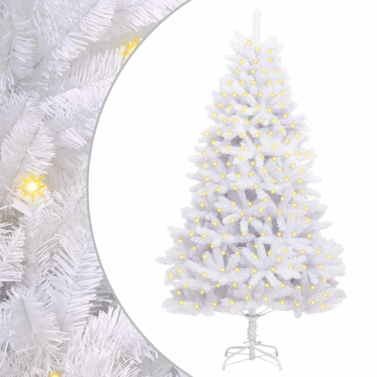 Christmas Tree Artificial White 210 cm on Hinges with 300 LED Lights with Stand Packaging status original