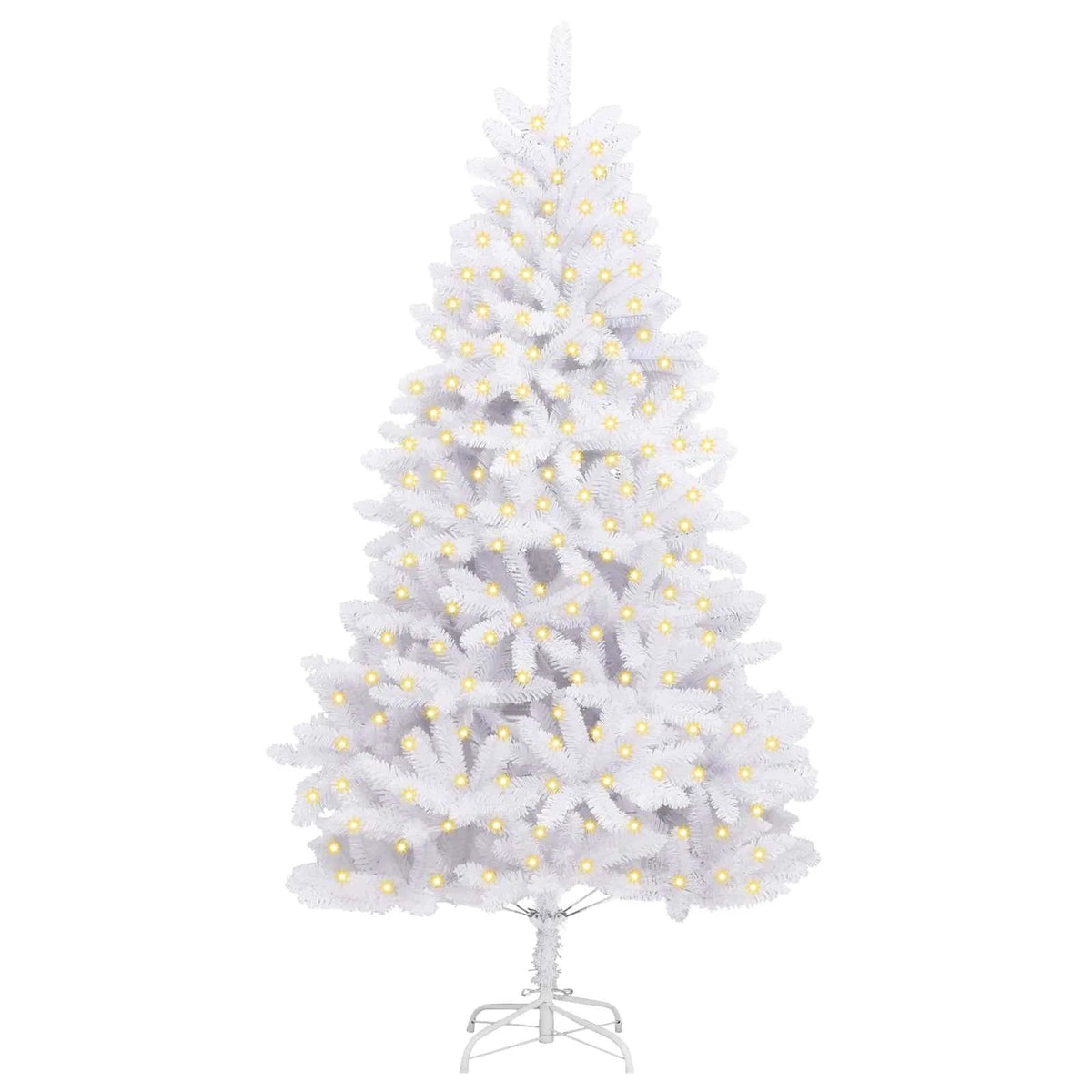 Christmas Tree Artificial White 210 cm on Hinges with 300 LED Lights with Stand