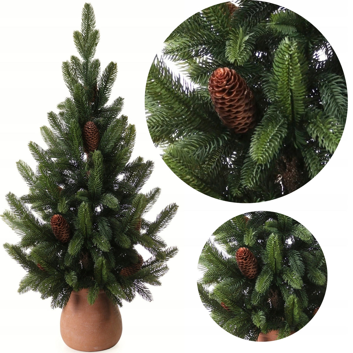 Christmas Tree FIORD 84cm 100%PE Natural Thick With Cones in Pot