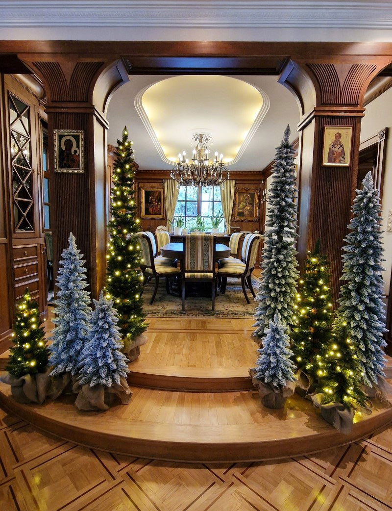 Christmas tree SLIM in jute 160CM Snow-covered Spruce various sizes Packaging status original