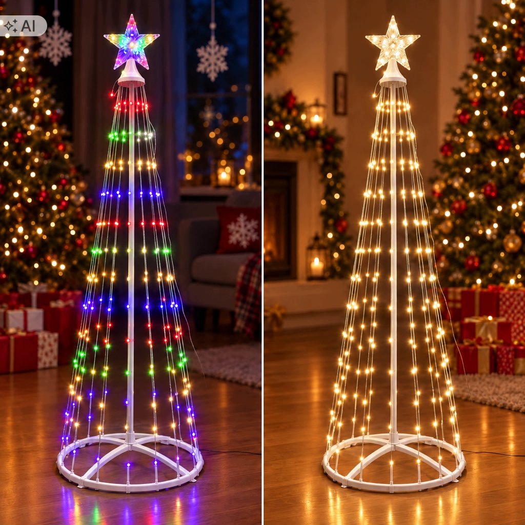 Christmas tree artificial white LED 180cm 268 LEDs WW+multicolor remote control