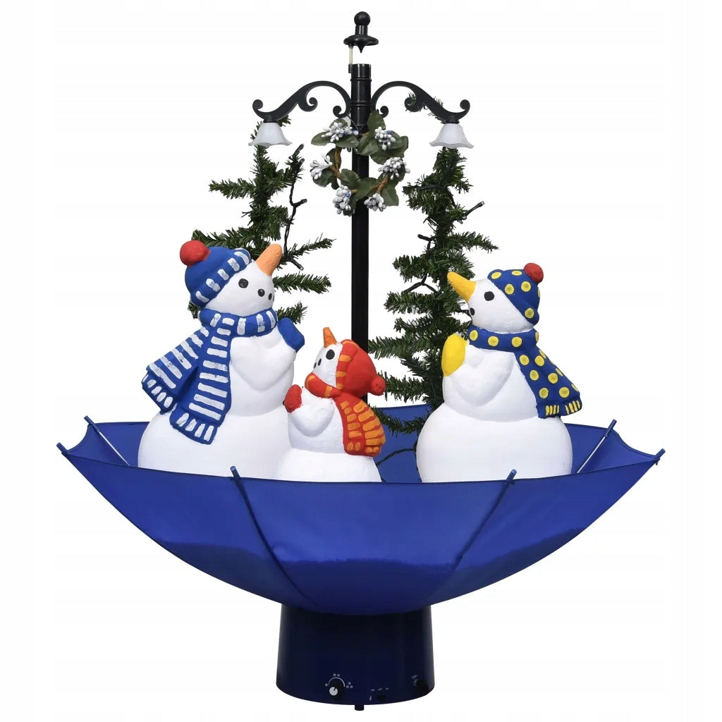 Christmas tree sleeping in snow, blue umbrella base, 75 cm