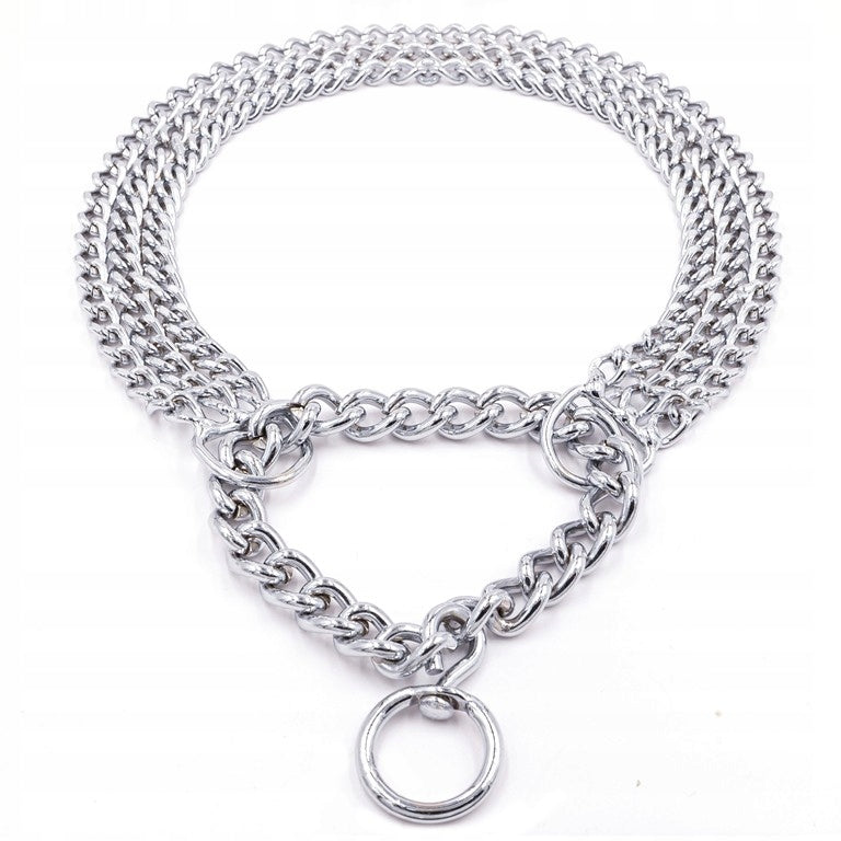 Chrome Clamp Collar for Medium Dog Decorative Triple Chain-44cm Packaging status original