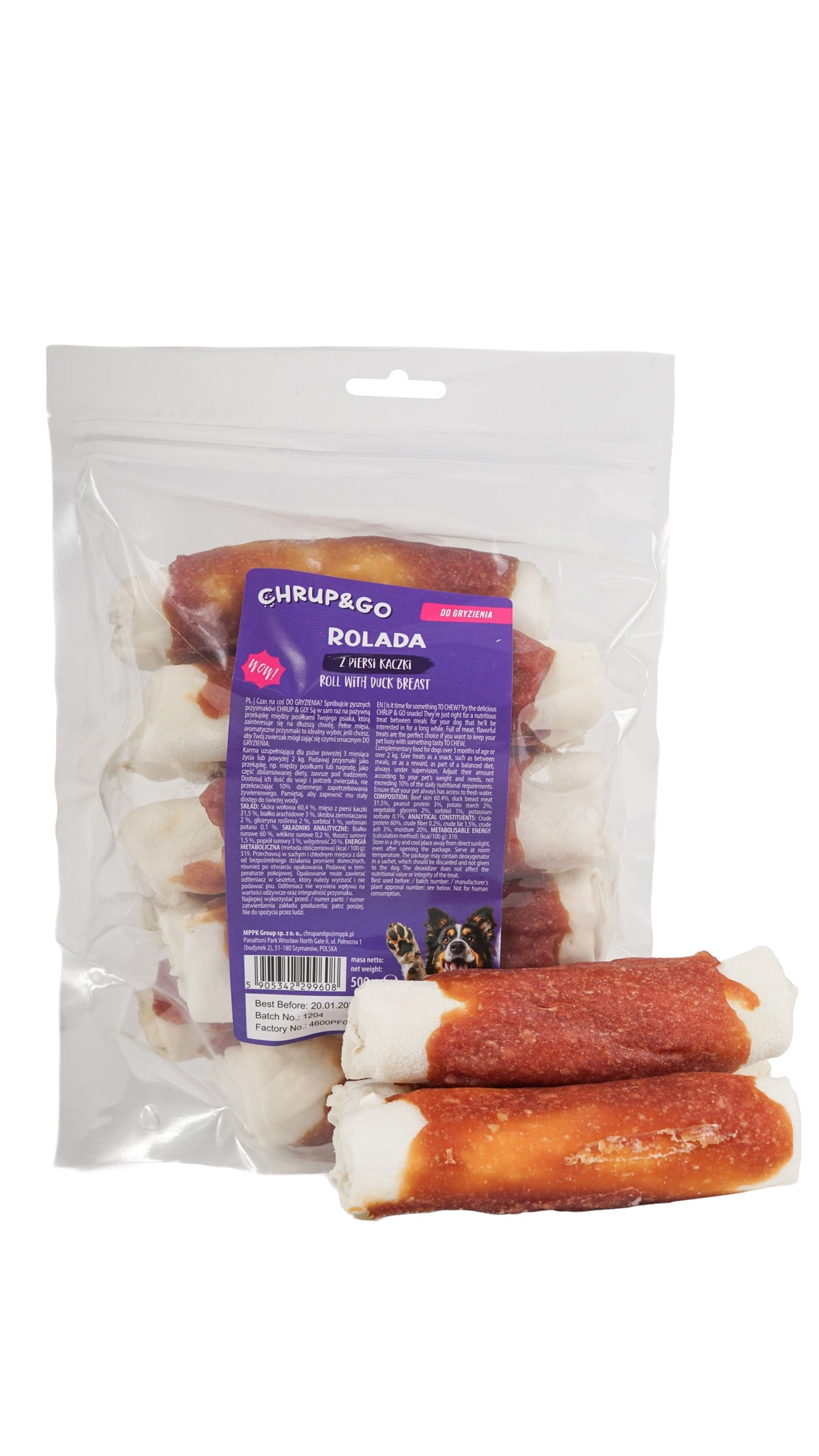 Chrup&Go Dog Treat Duck Breast Rolada (Adult) 500g