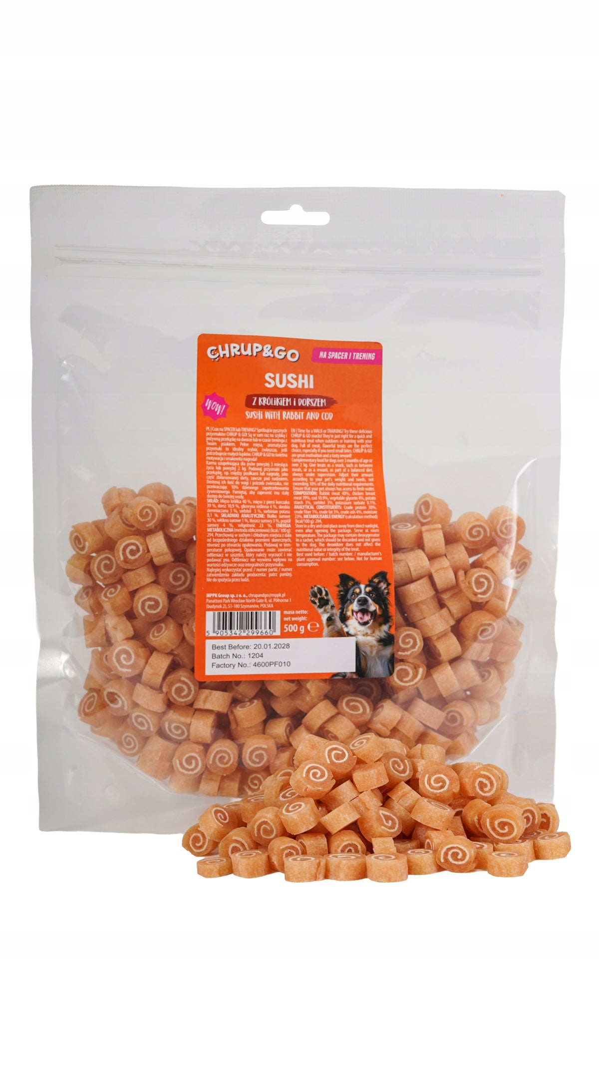 Chrup&Go Sushi Dog Treat with Rabbit and Cod 500g
