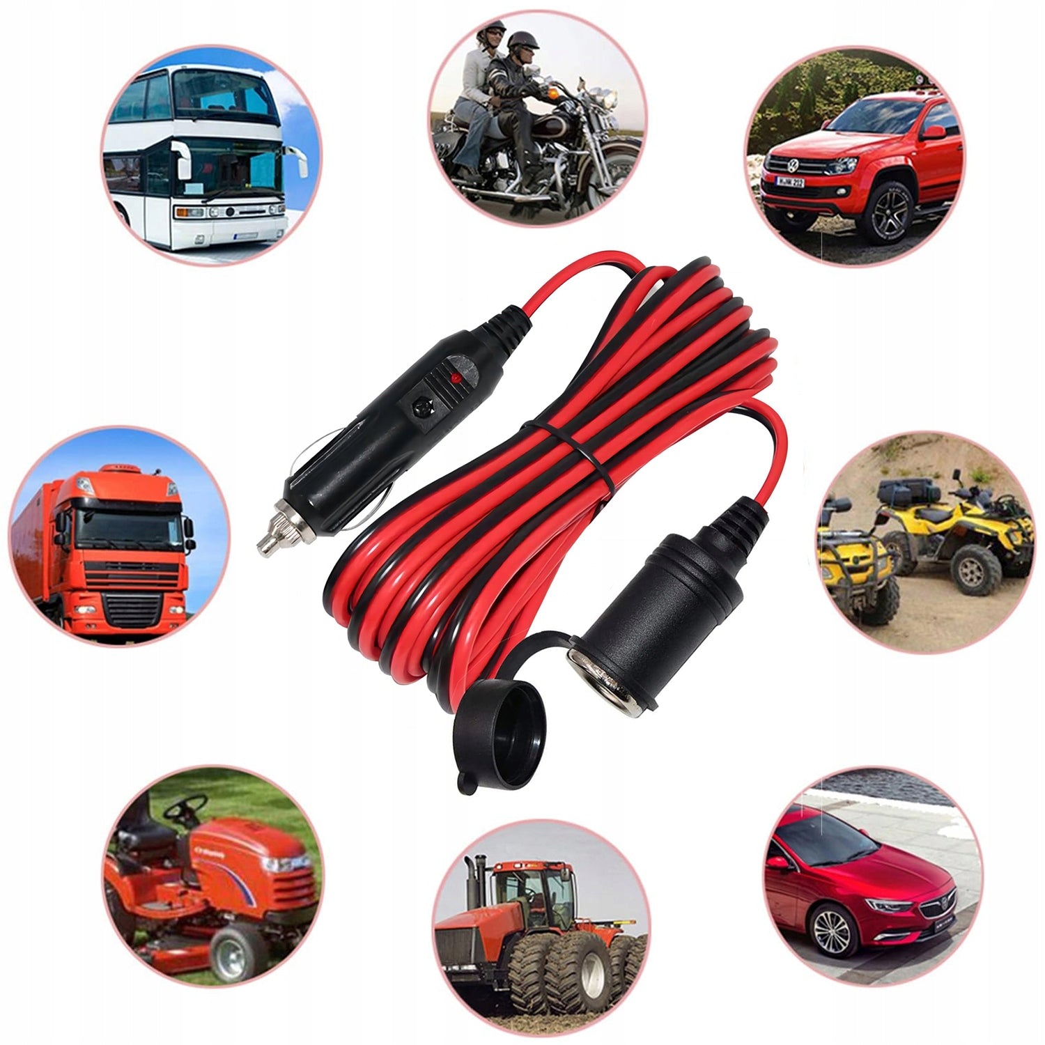 Cigarette lighter socket extension cable 400 cm. STRONG 15A Plug Socket 16 AWG Copper Manufacturer no brand