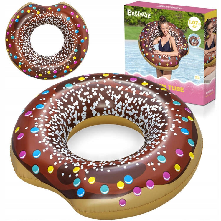 Circle inflatable donut 107 cm chocolate tire - Bestway 36118
