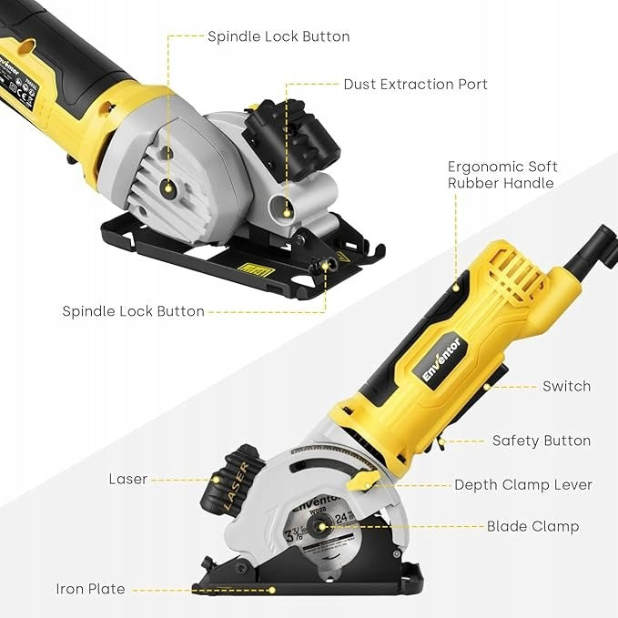 Circular saw with guide and laser - ENVENTOR 580 W Packaging status original