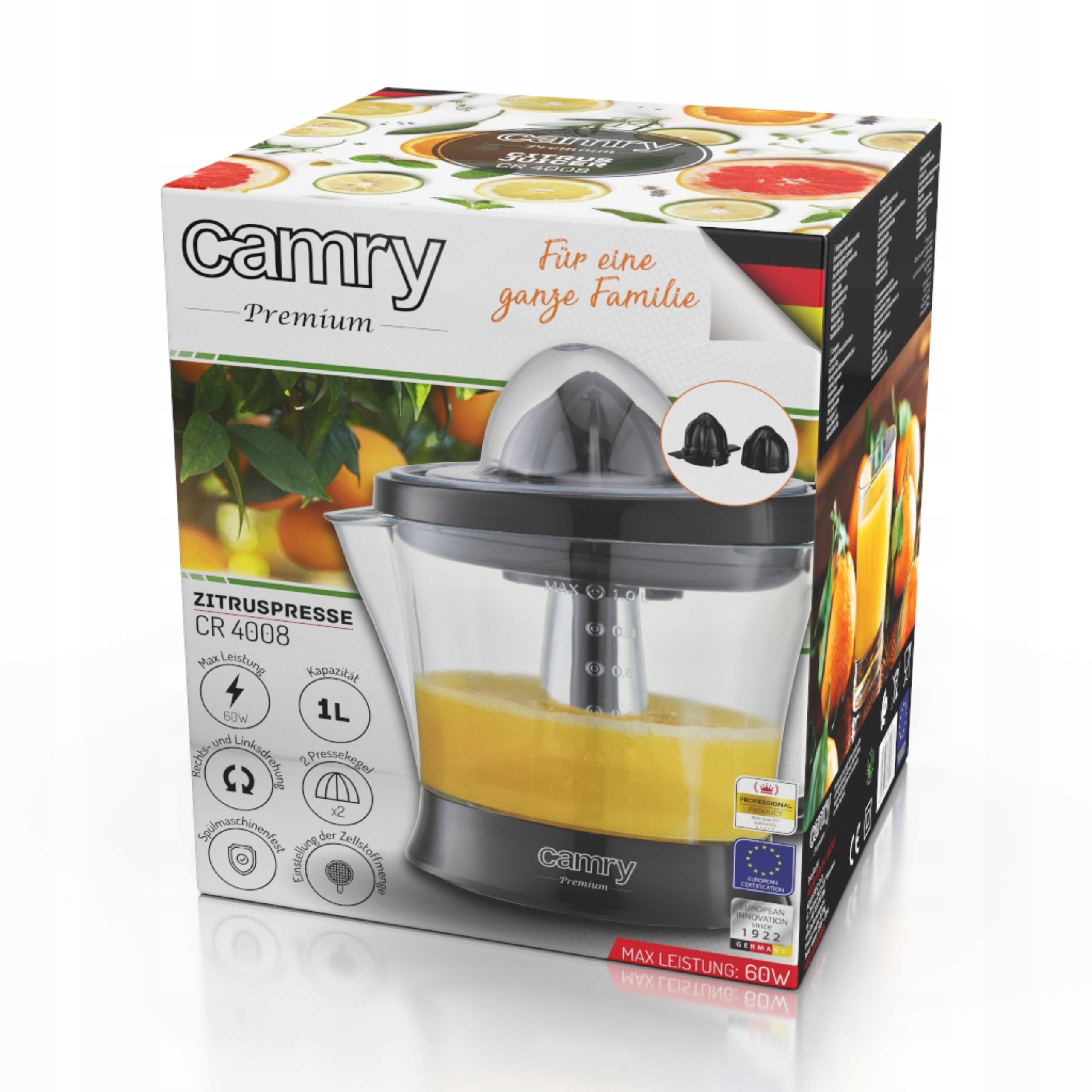 Citrus Juicer CR 4008 40W Automatic 1L Black Juice discharge for the juice container