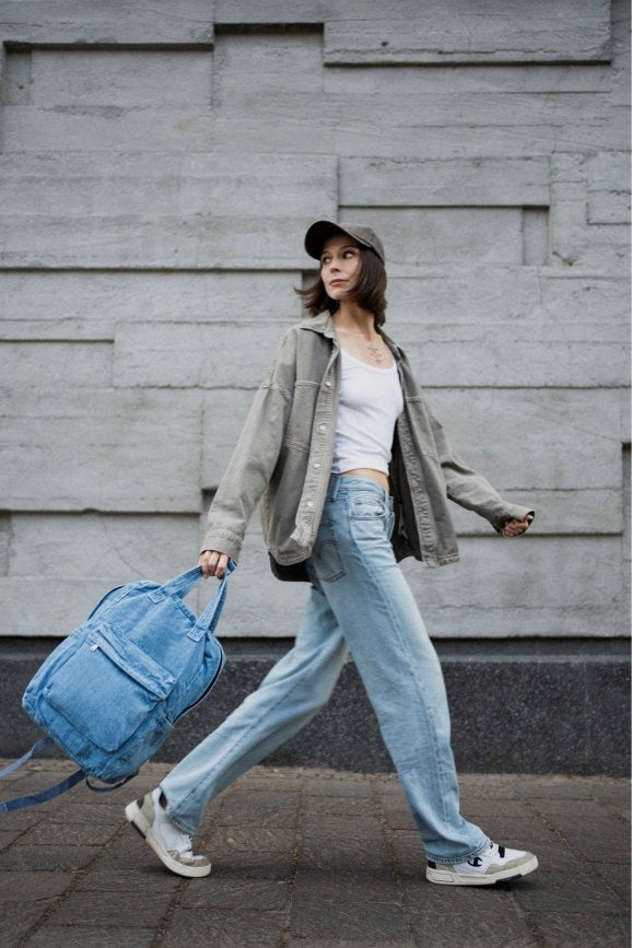 City Backpack Denim Lover - Denim roomy for shopping large Blue Brand Szaleo