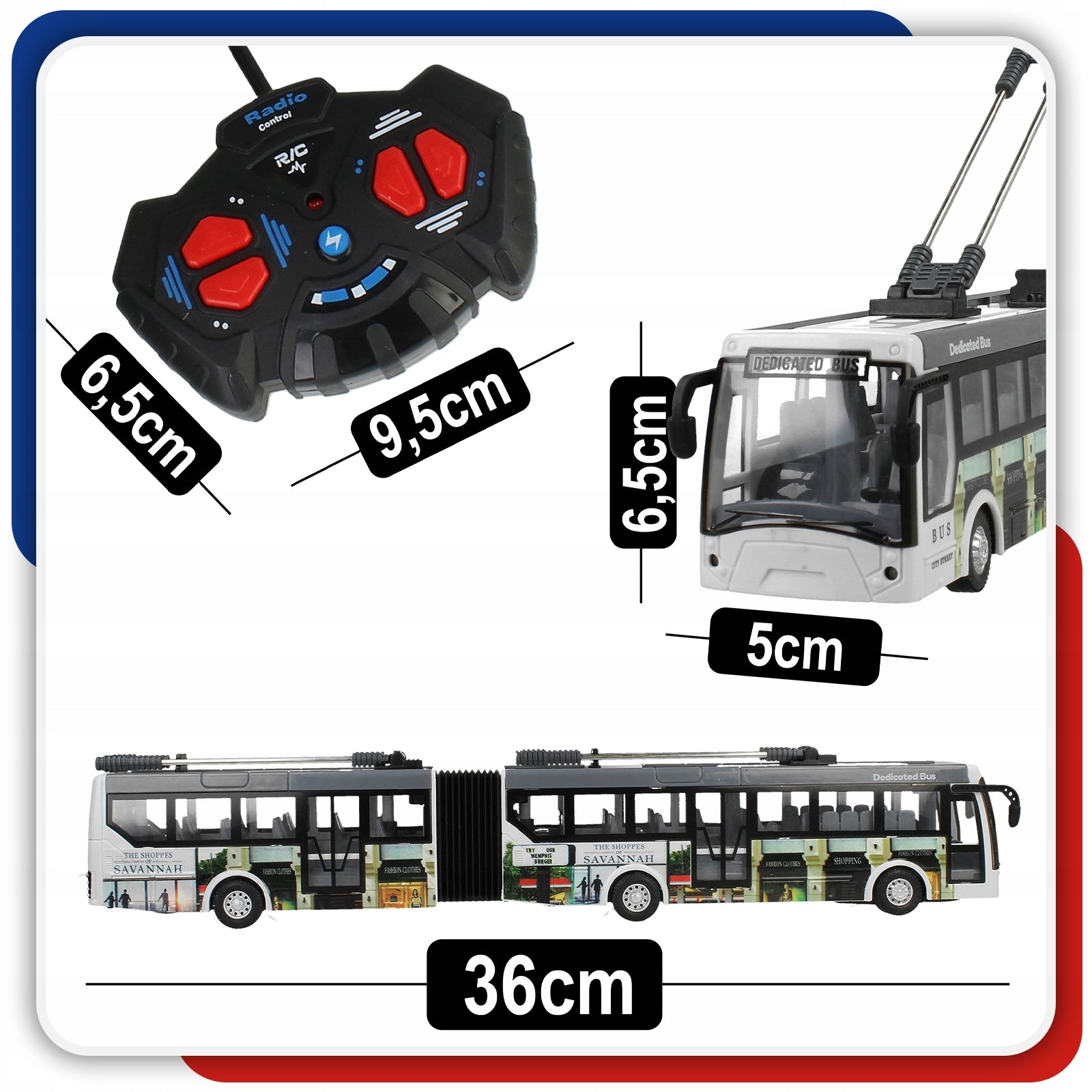 City Bus Remote Controlled Remote Control RC LARGE Articulated 36cm LED Lights Brand Stator