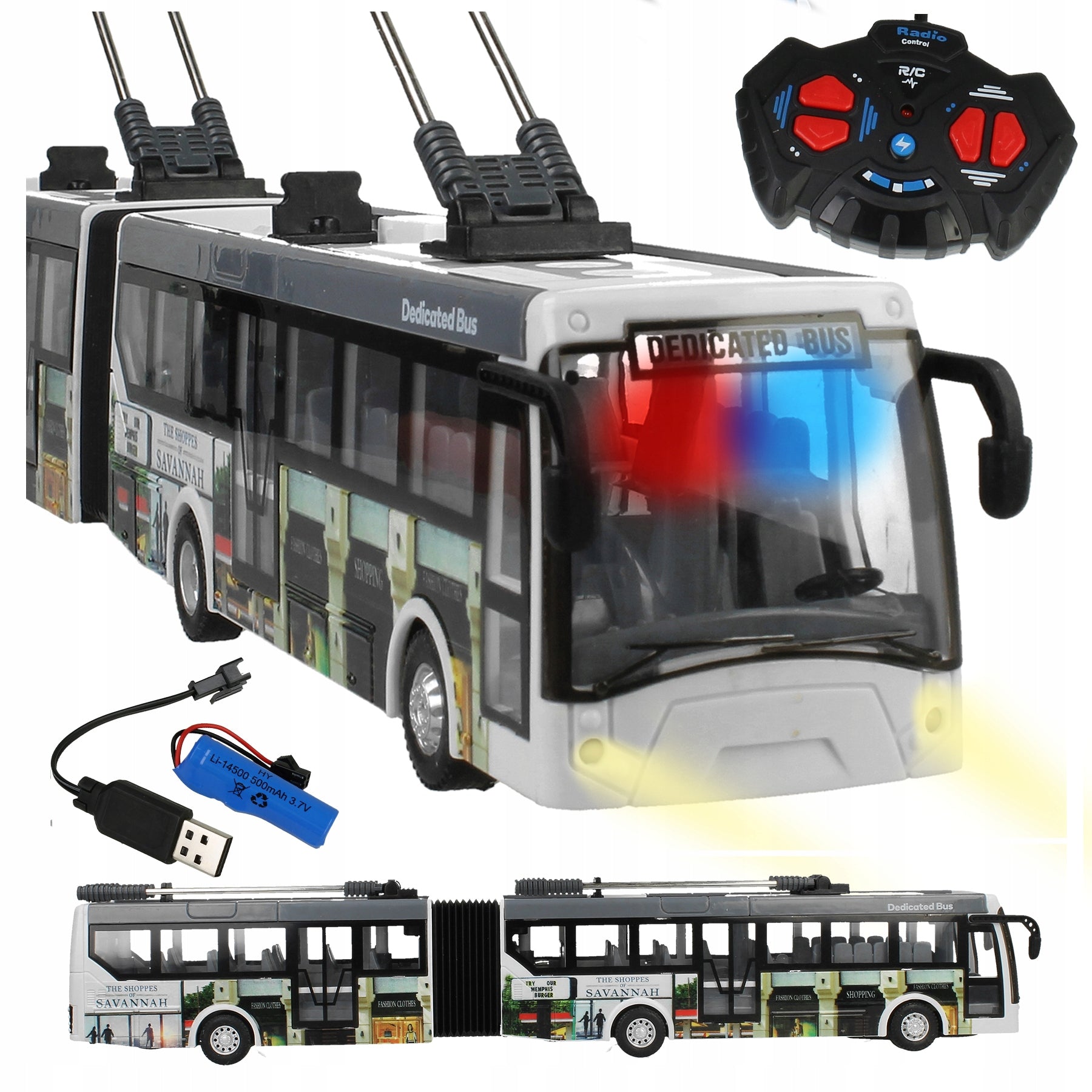 City Bus Remote Controlled Remote Control RC LARGE Articulated 36cm LED Lights