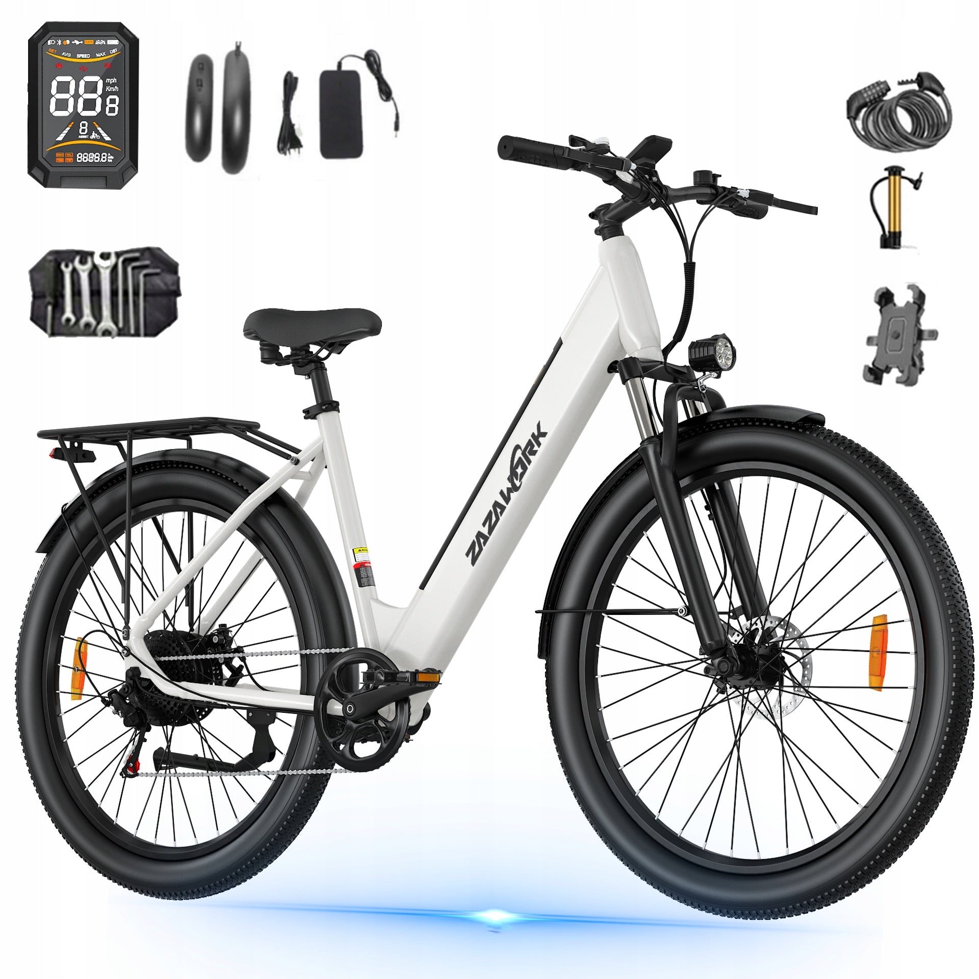 City Electric Bike ZAZAWORK C28 250W 20AH 120KM 29" E-bike PL+helmet Foldability partially assembled, calibrated