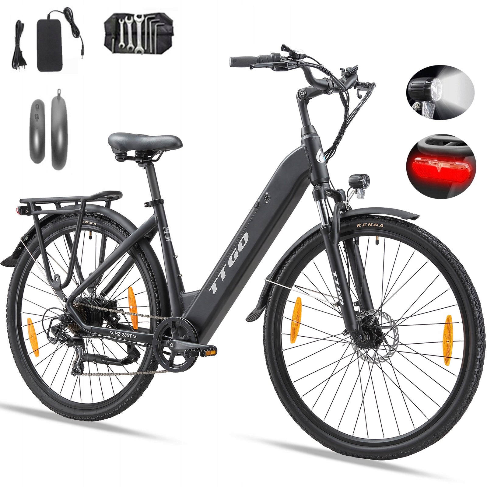 City Men's/Female E-BIKE TTGO THZ 28ST 250W 120km 20AH 36V 28” Black eMTB