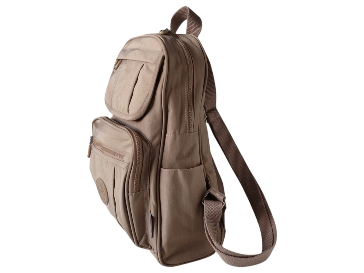 City Women's Shoulder Backpack, 9 Pockets, Comfortable with Material, Dark Beige Brand no brand