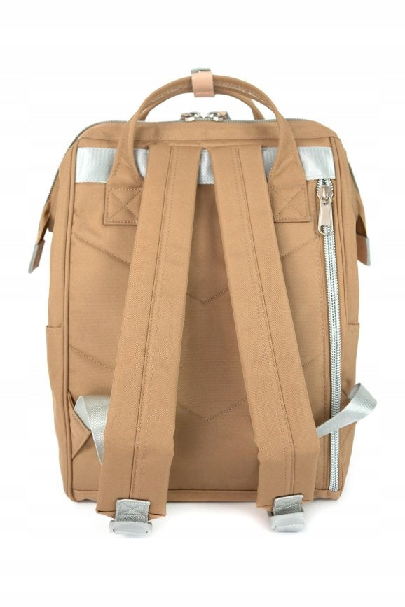 City backpack Himawari Pale M - roomy multifunctional USB Light brown Brand Himawari