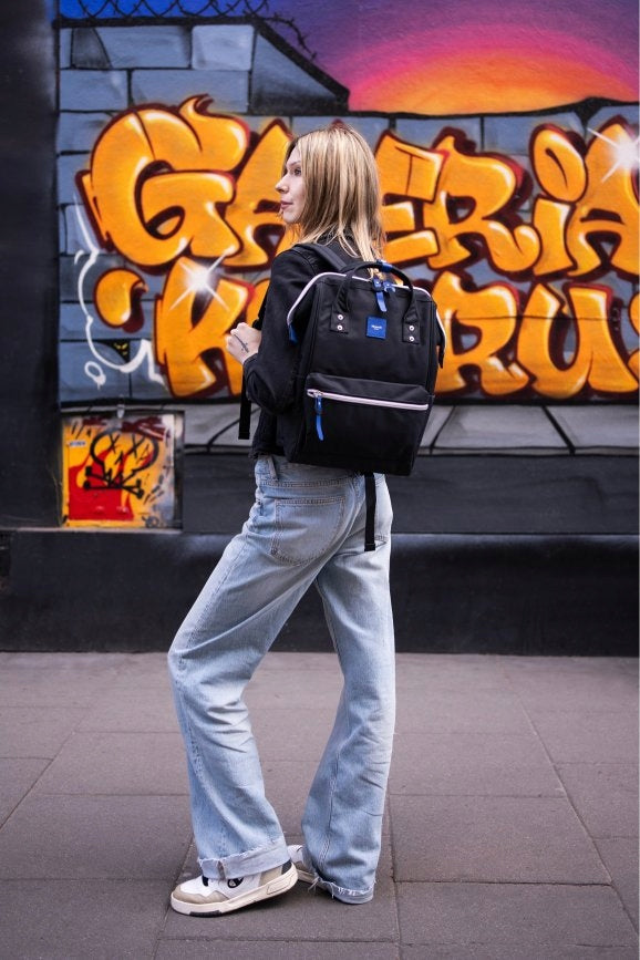 City backpack Himawari Pale M - roomy multifunctional USB frame Red Kind city