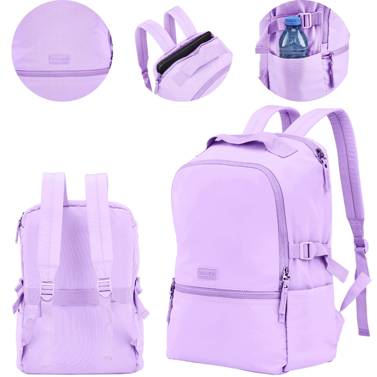 City backpack WINGS SOLENNE 22L for laptop 17 inches with water bottle pockets