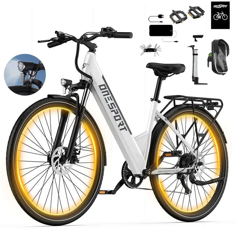 City electric bike ONESPORT OT12 White universal size Foldability partially assembled, calibrated