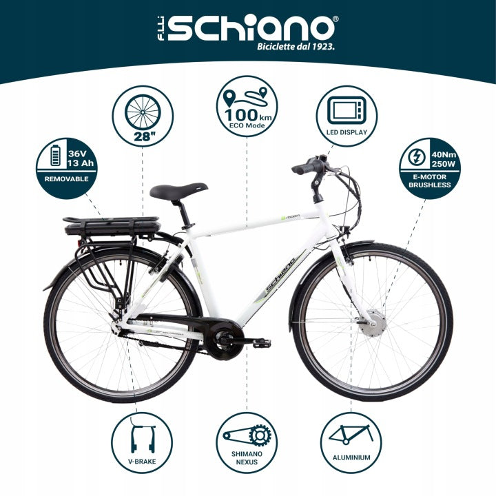 City electric bike Schiano E-Moon 21" wheel 28" Nexus 7 250W 13 Ah Model E-Moon
