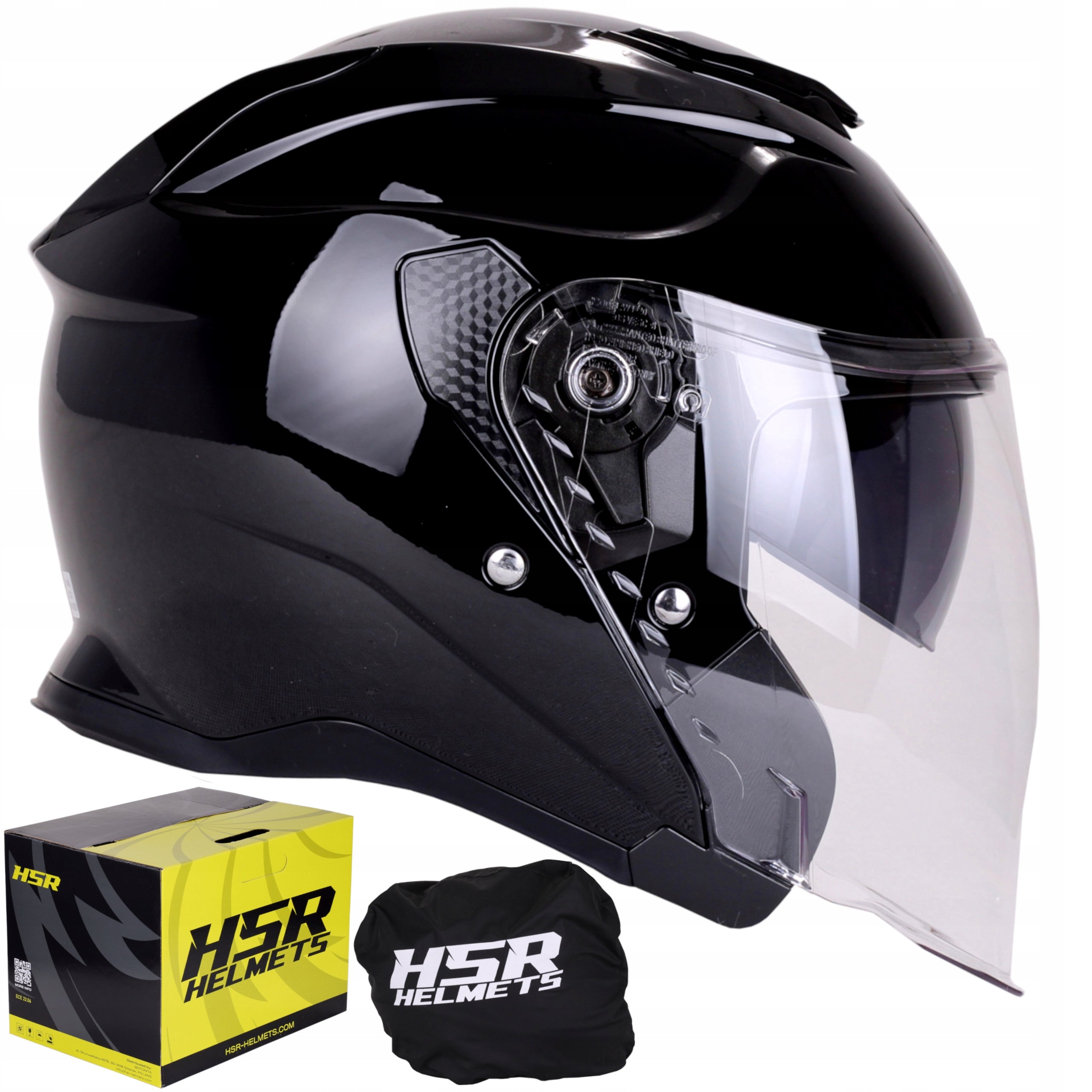 City helmet jet black gloss HSR HS835 blend fast for scooter motor