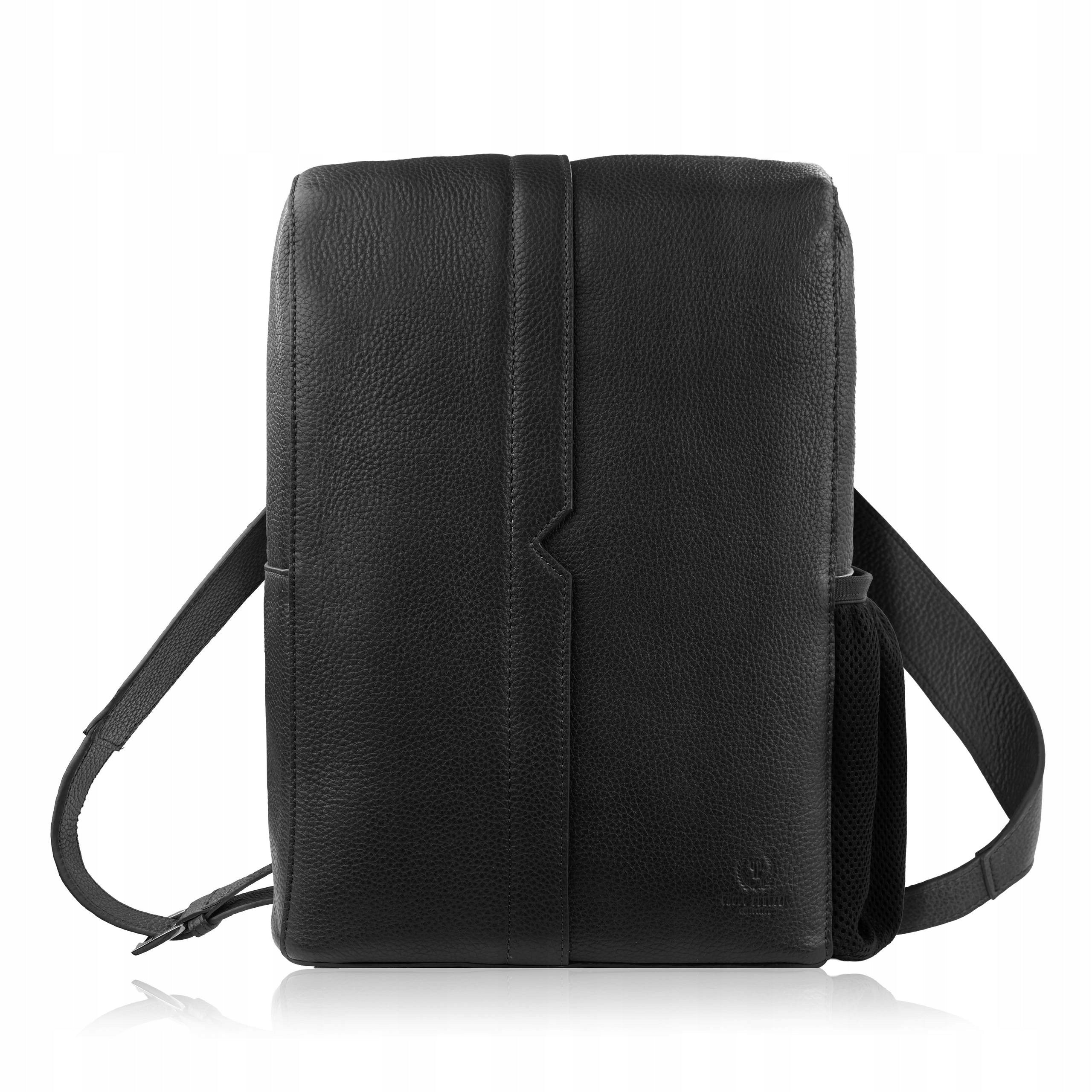 City leather backpack for work premium compact black Paolo Peruzzi