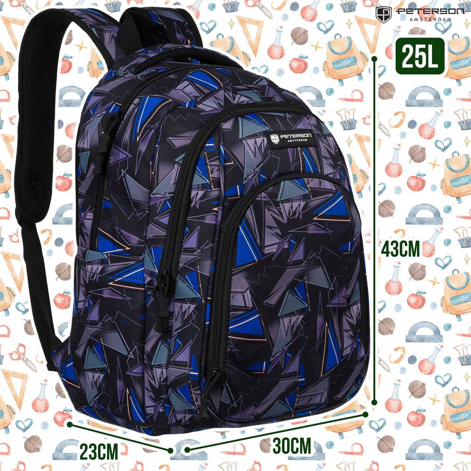 City school sports backpack roomy A4 light Peterson Brand Peterson