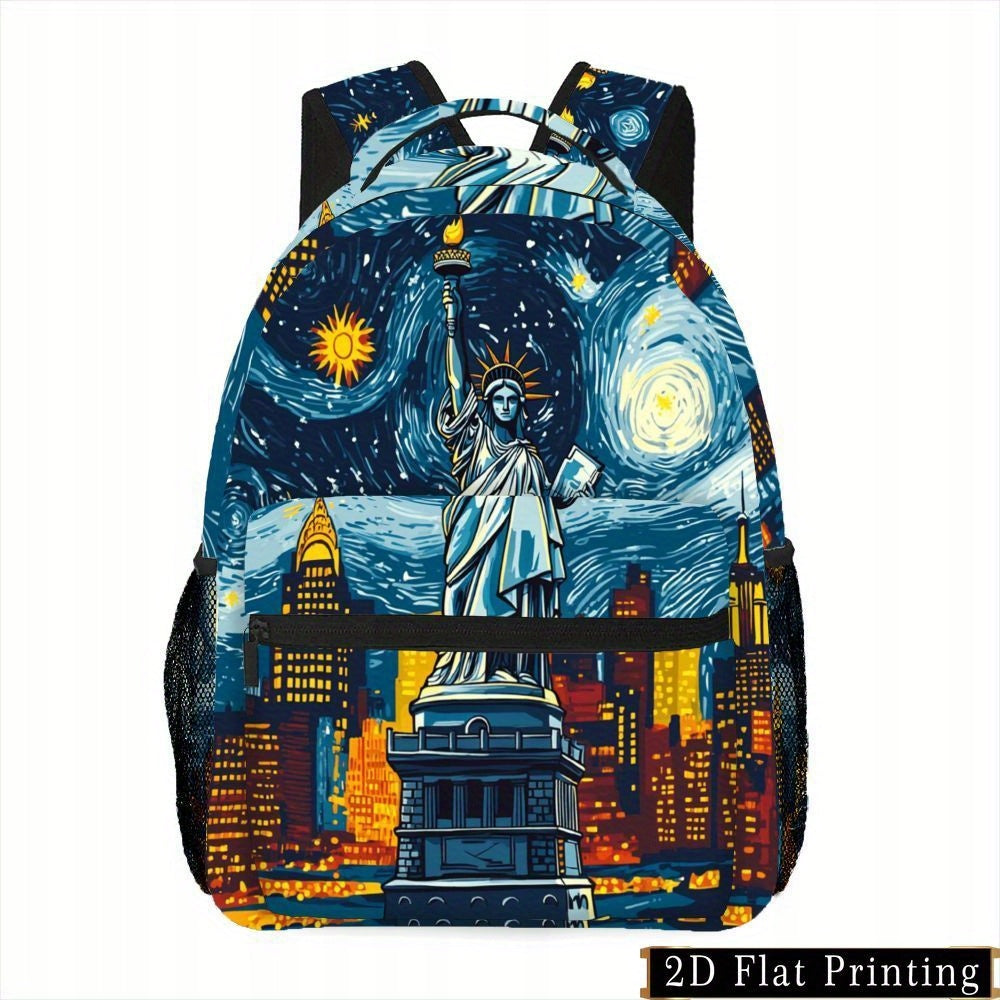 Cityscape Backpack with Large Capacity and Multiple Compartments