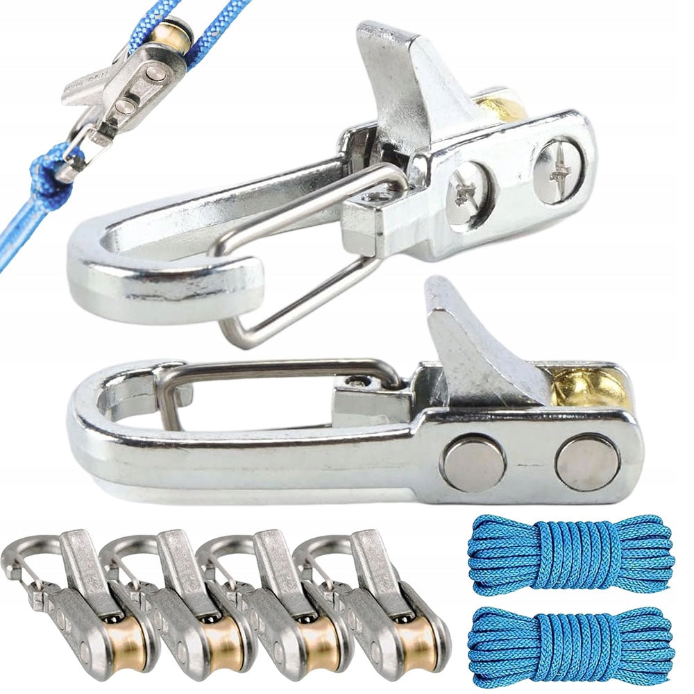 Clamp Clip 6x Brass Tensioner for Steel Rope and Mesh + 3m Rope