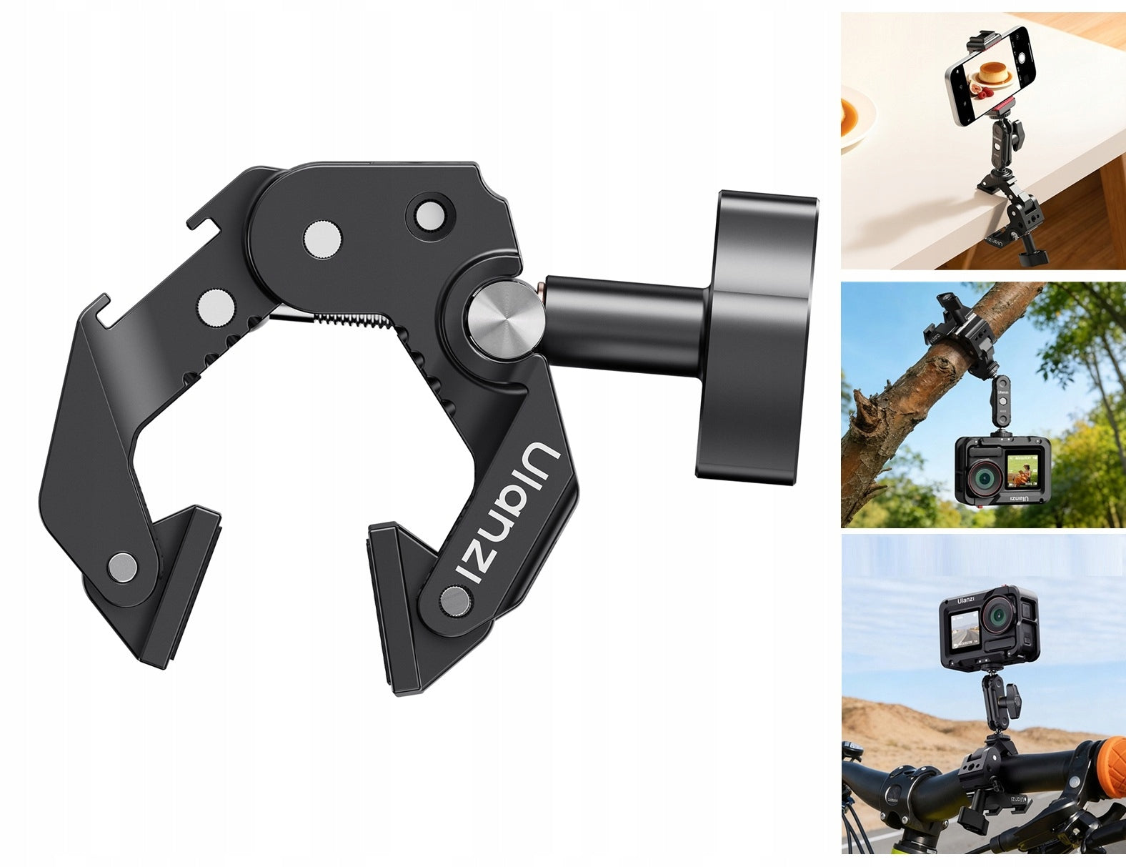 Clamp Holder Clip Vise Crab Clamp Thread 1/4" + ISO for Magic Arm ULANZI