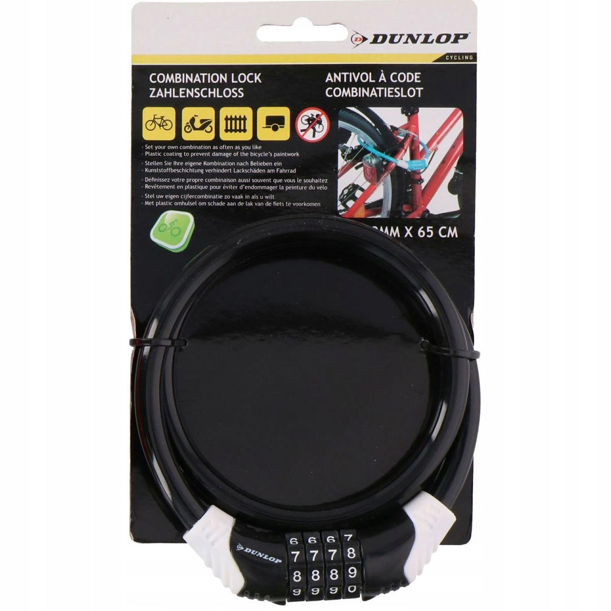 Clasp Bicycle Security DUNLOP Bicycle Lock Cable 65cm cipher Kind cord