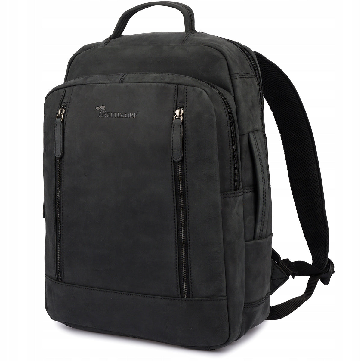 Class Leather Laptop Backpack Large roomy 15,6 business A4 black