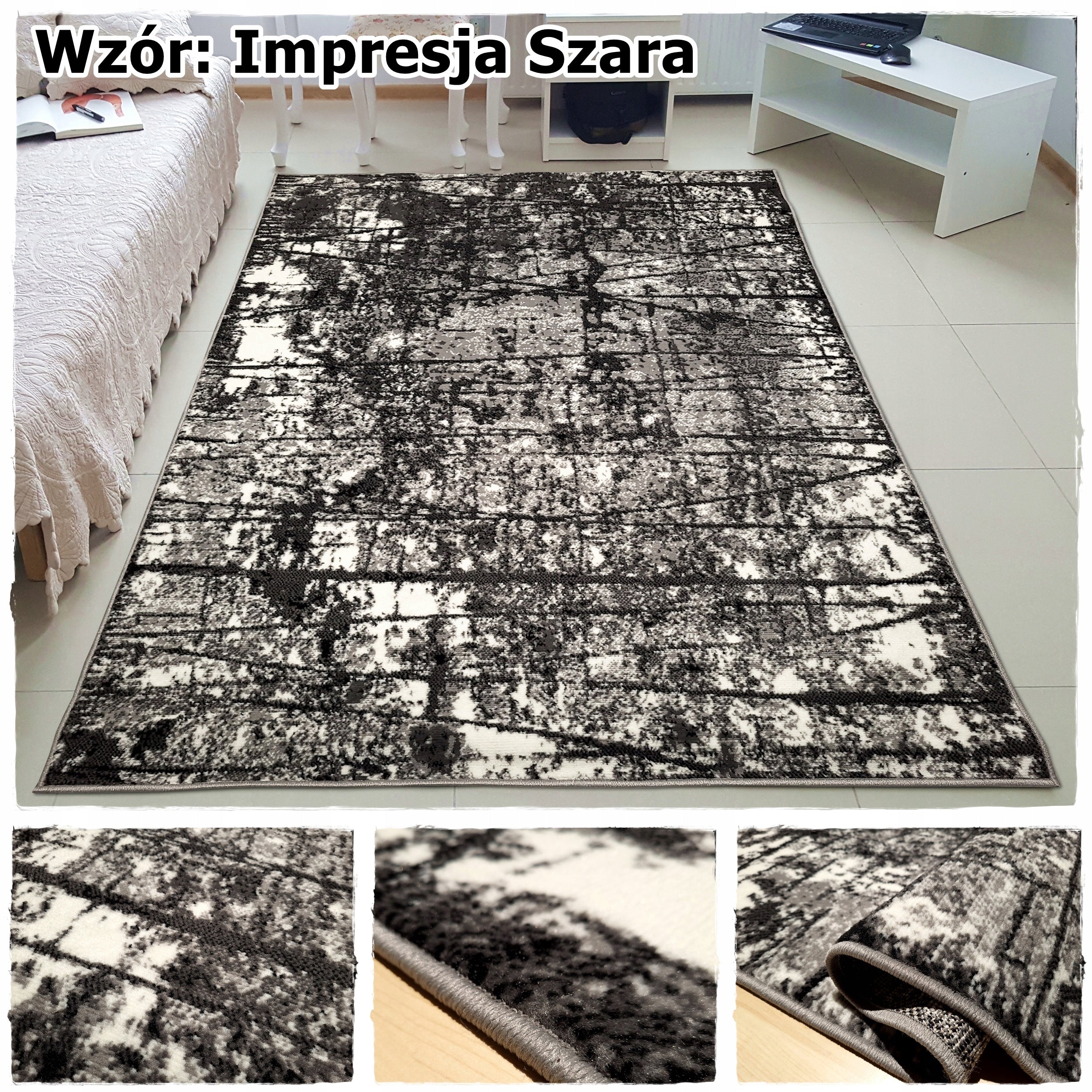 Classic Carpet 200x300 Shiraz Grey Brown for Living Room Good Woven Kind with short hair