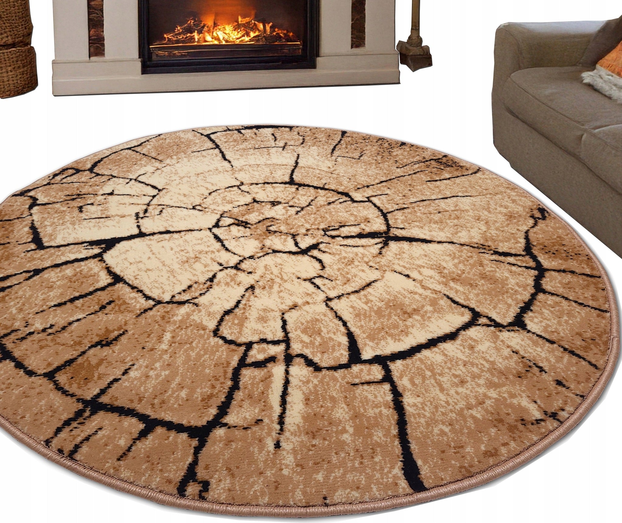 Classic Carpet ROUND with bristles CIRCLE Alfa 100x100 cm Mix patterns