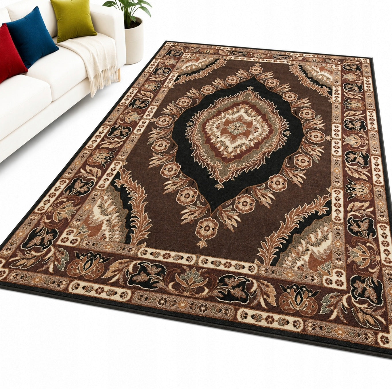 Classic Woven Carpet 200x300 Original Belgian Alfa Shiraz Karo Bronze HQ