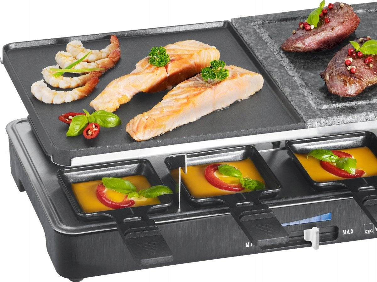 Clatronic RG 3518 ELECTRIC GRILL Raclette 8 person stone + pans Packaging status original