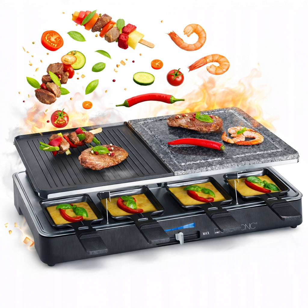 Clatronic RG 3518 ELECTRIC GRILL Raclette 8 person stone + pans