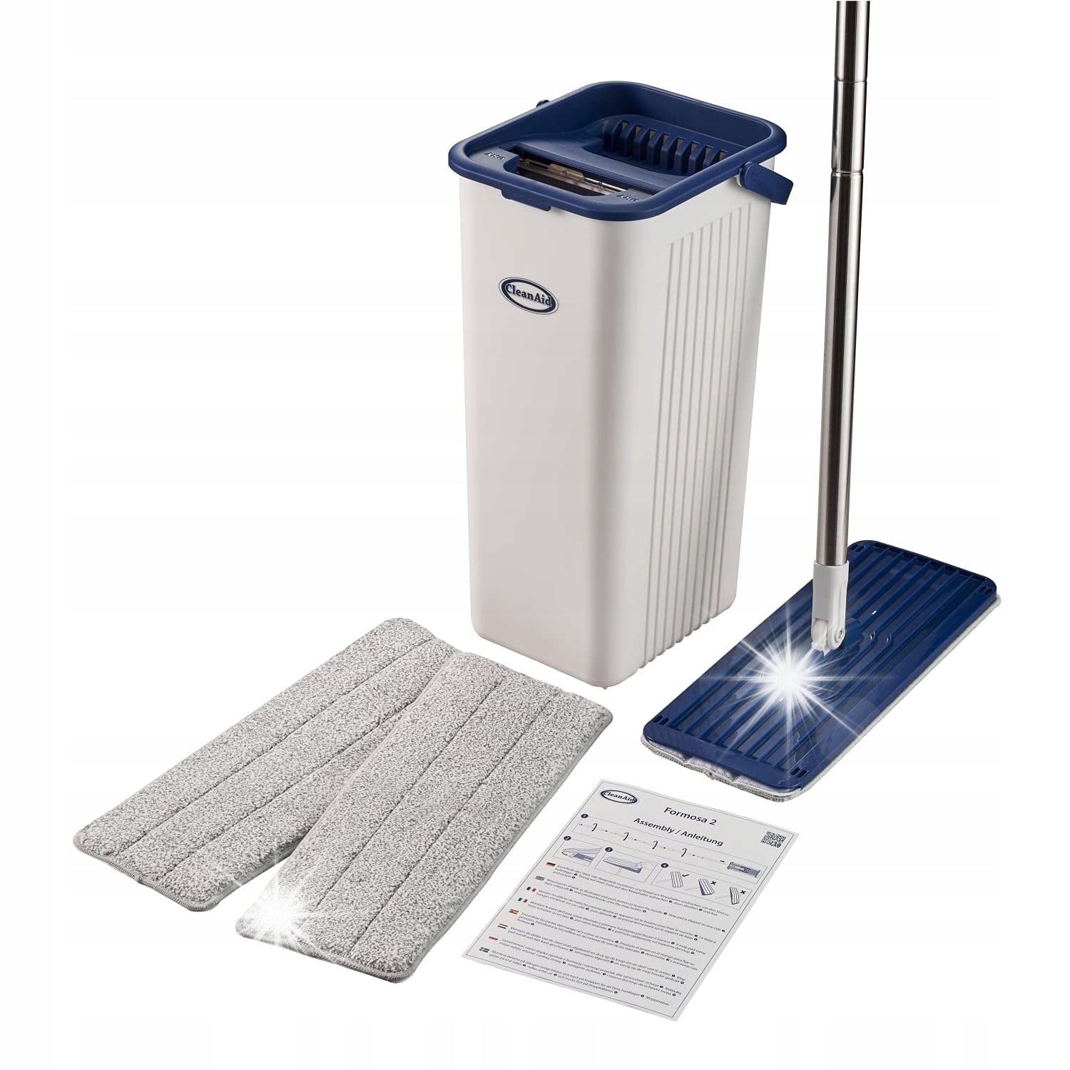 CleanAid Formosa 2 – Flat Mop Set 360° with Bucket and Stick 155 cm