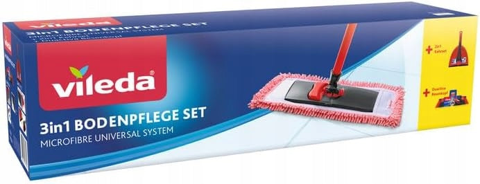 Cleaning Kit 3in1 VILEDA Microfiber Mop + Broom +Sweeper +Drawer Packaging status original