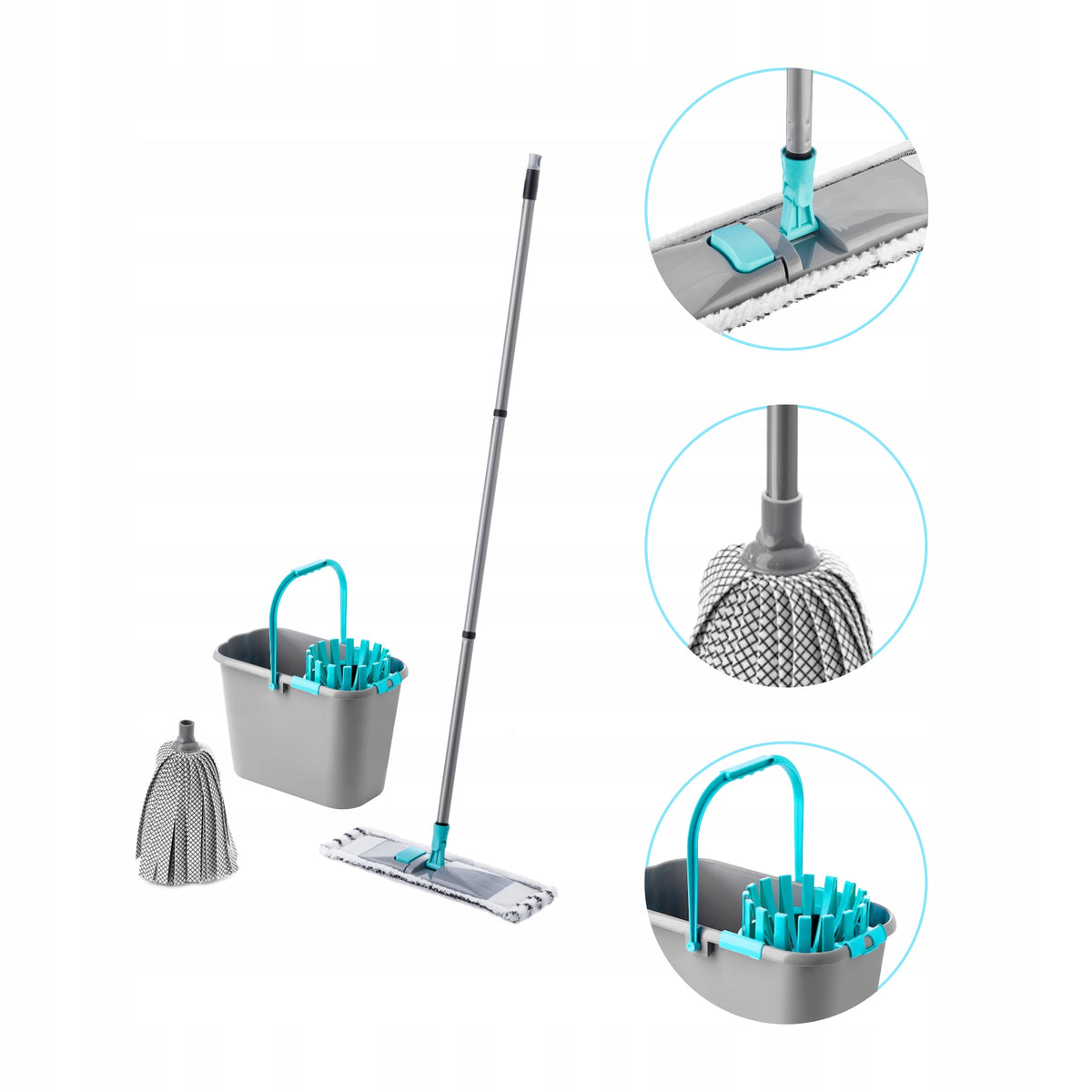 Cleaning Kit Bucket + Squeezer Mop Flat Strip Mop Set 3in1