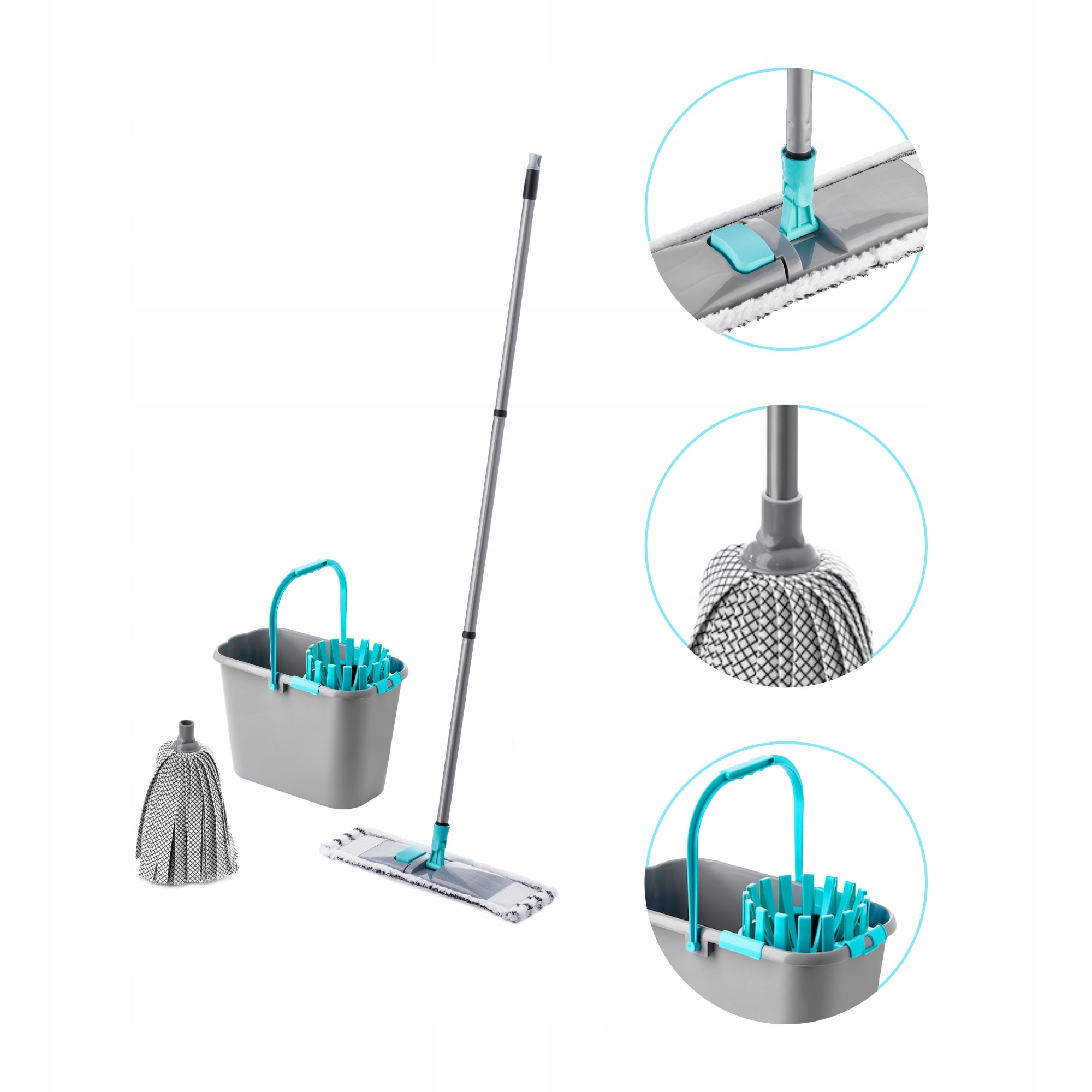 Cleaning Kit Bucket + Squeezer Mop Flat Strip Mop Set 3in1