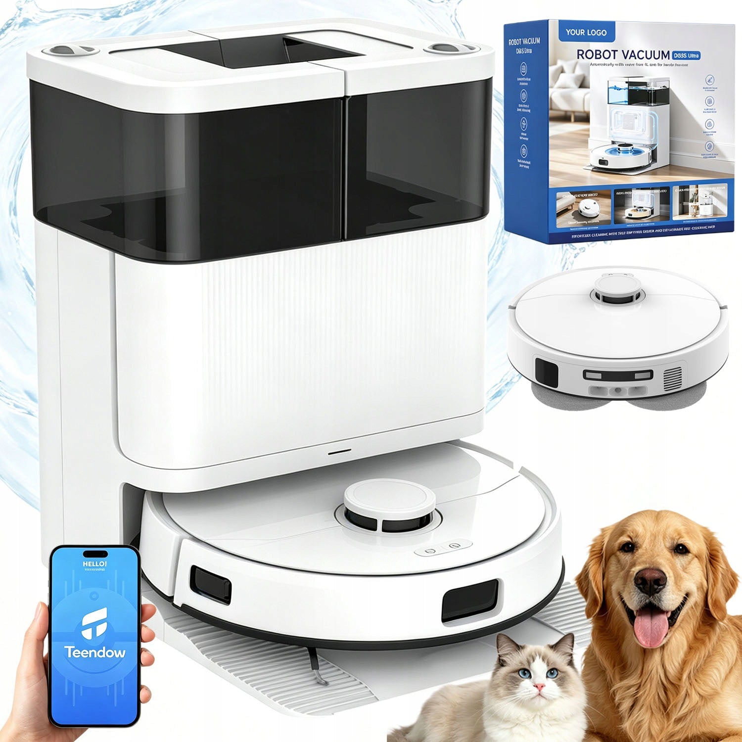 Cleaning Robot with Teendow Station D63S Ultra 20000 Pa with Mopping Function