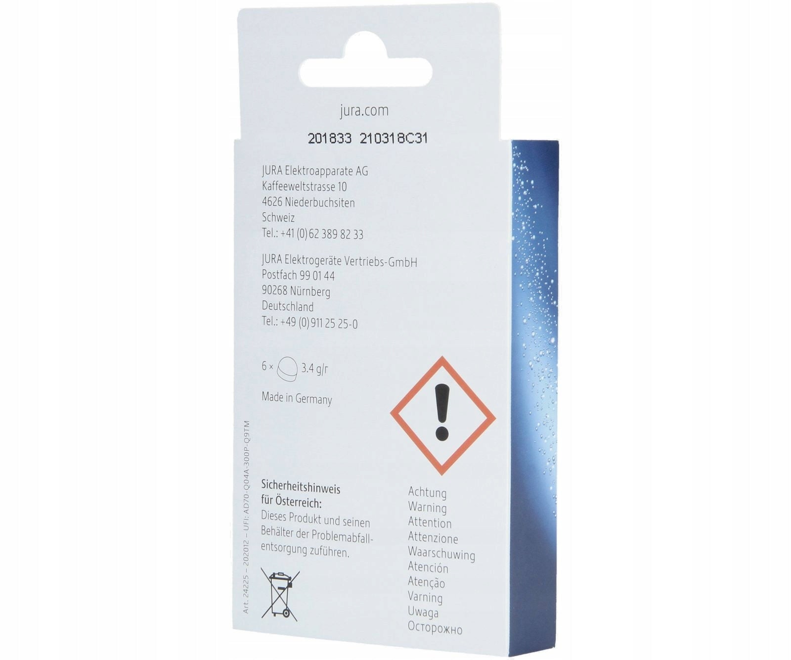 Cleaning TABLETS for Jura machines 12pcs ORIGINAL Manufacturer code KL6A12A3S